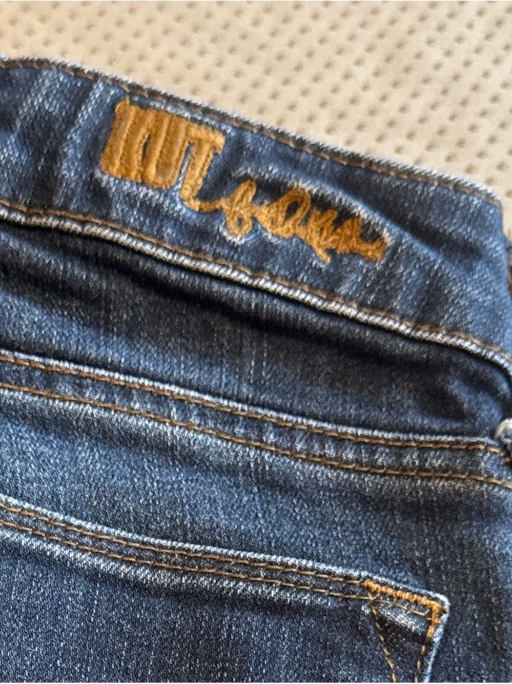 Kut from the Kloth Women’s Skinny Jeans - Dark Blue‎ with Brown Stitching